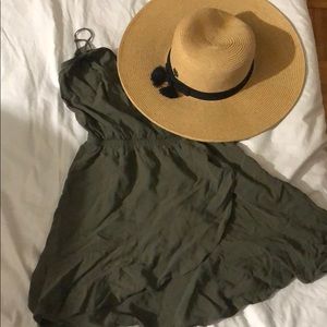 Olive green spaghetti strap dress